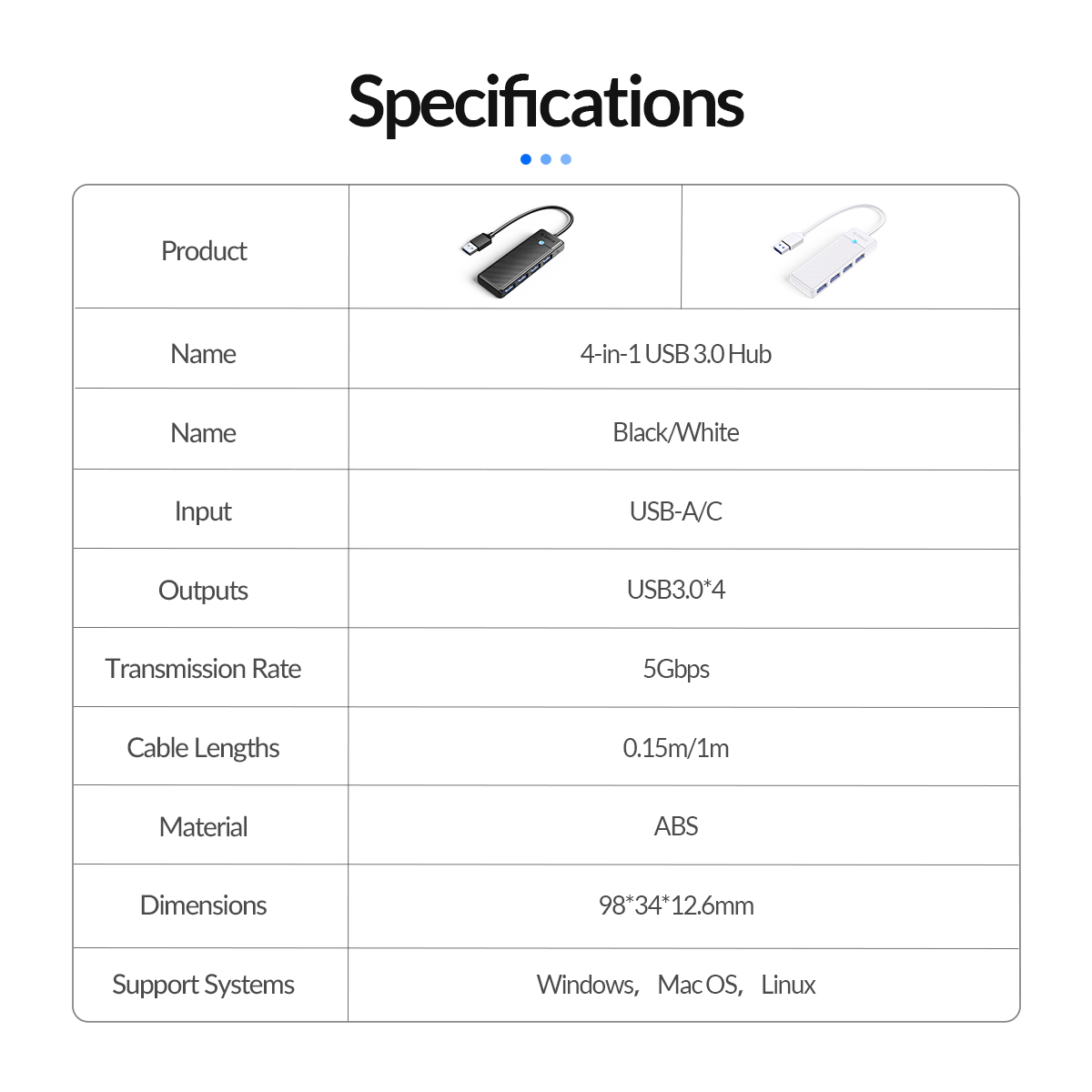 Orico4-in-1USB30HubDockingStationUSBAdapterwithUSB304forPCLaptopComputerMatebookMacbookPro-1998683-12