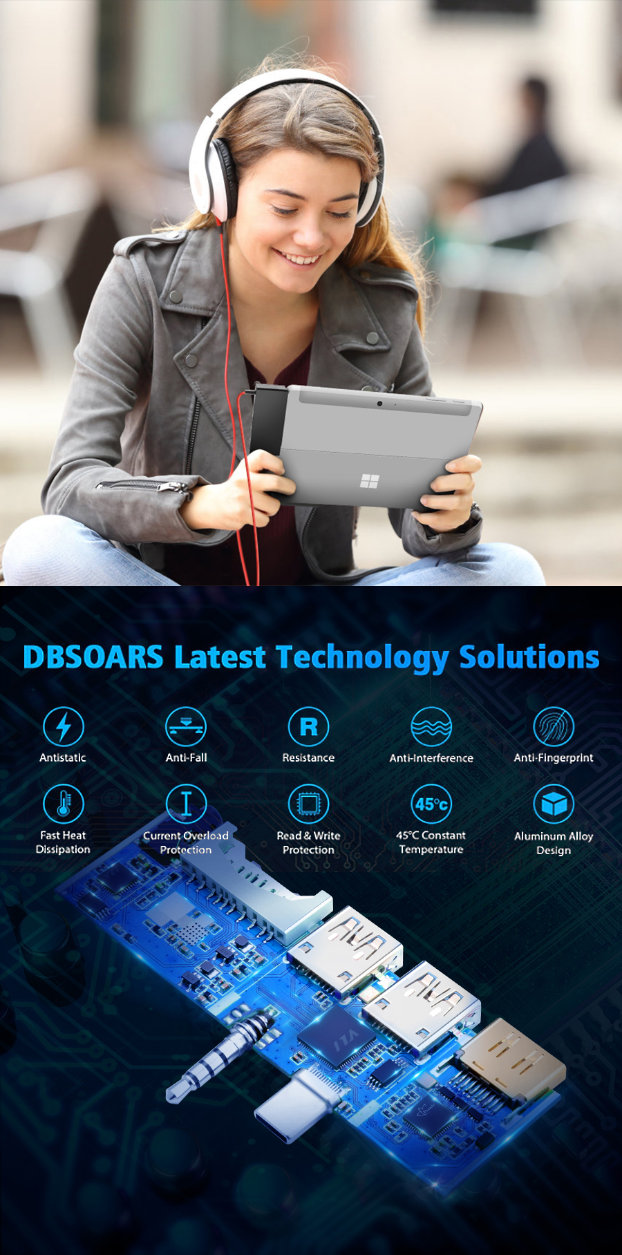 ROCKETEKSGO771SurfaceGOHub3USB30HubsSDCardReaderSurfaceGOAdapterwith2SDCardSlots35mmAudioPort-1623560-2