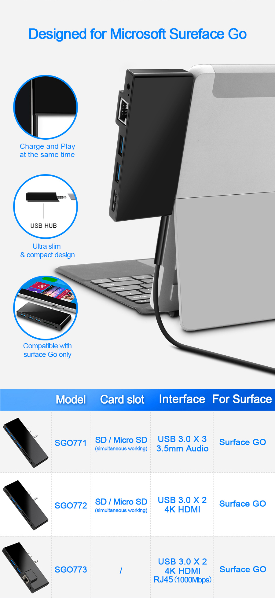 ROCKETEKSGO771SurfaceGOHub3USB30HubsSDCardReaderSurfaceGOAdapterwith2SDCardSlots35mmAudioPort-1623560-5