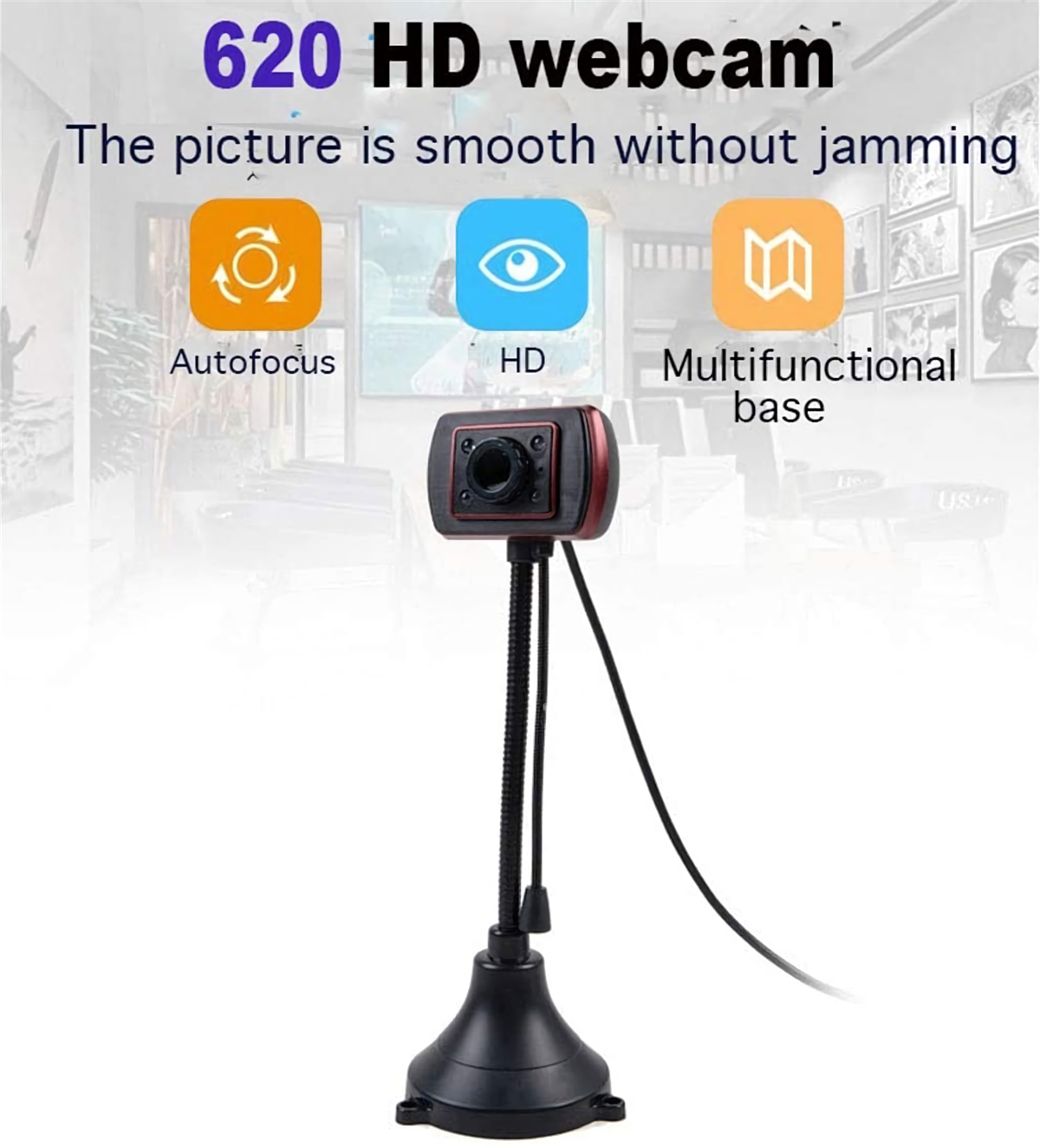 S620480PHDWebcamCMOSUSB20WiredComputerWebCameraBuilt-inMicrophoneCameraforDesktopComputerNotebookPC-1891978-1