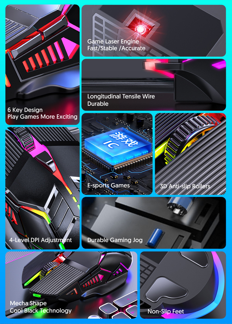 S800WiredGamingMouseUSBComputerMouse3200DPIErgonomicGamingRGBMause6ButtonLEDSilentMiceforPCLaptopGam-1979205-3