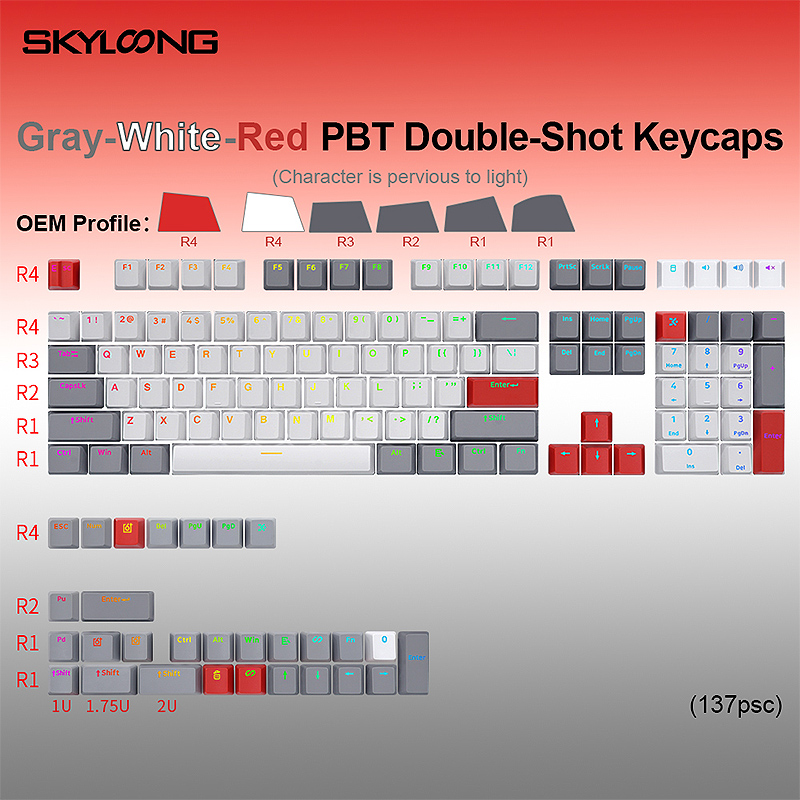 SKYLOONG137KeysGray-White-RedPBTKeycapSetOEMProfileDouble-ShotCustomKeycapsforMechanicalKeyboards-2007220-1