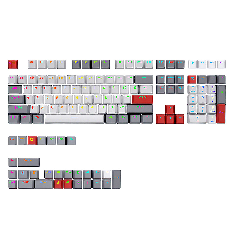 SKYLOONG137KeysGray-White-RedPBTKeycapSetOEMProfileDouble-ShotCustomKeycapsforMechanicalKeyboards-2007220-2