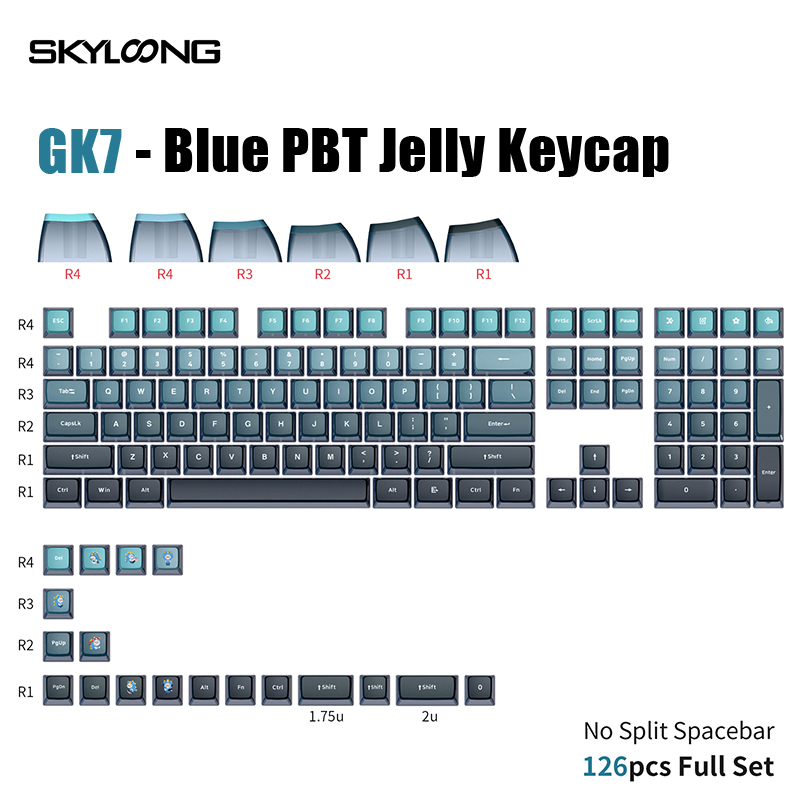 SKYLOONGGK7126PCSMechanicalKeyboardKeycapsSetBlue-PBTBlackTransparentJellyKeyCapForDIYCustomized6187-1990888-1