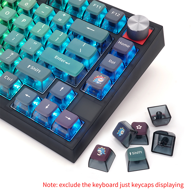 SKYLOONGGK7126PCSMechanicalKeyboardKeycapsSetNeonPBTBlackTransparentJellyKeyCapForDIYCustomized61871-1990889-6