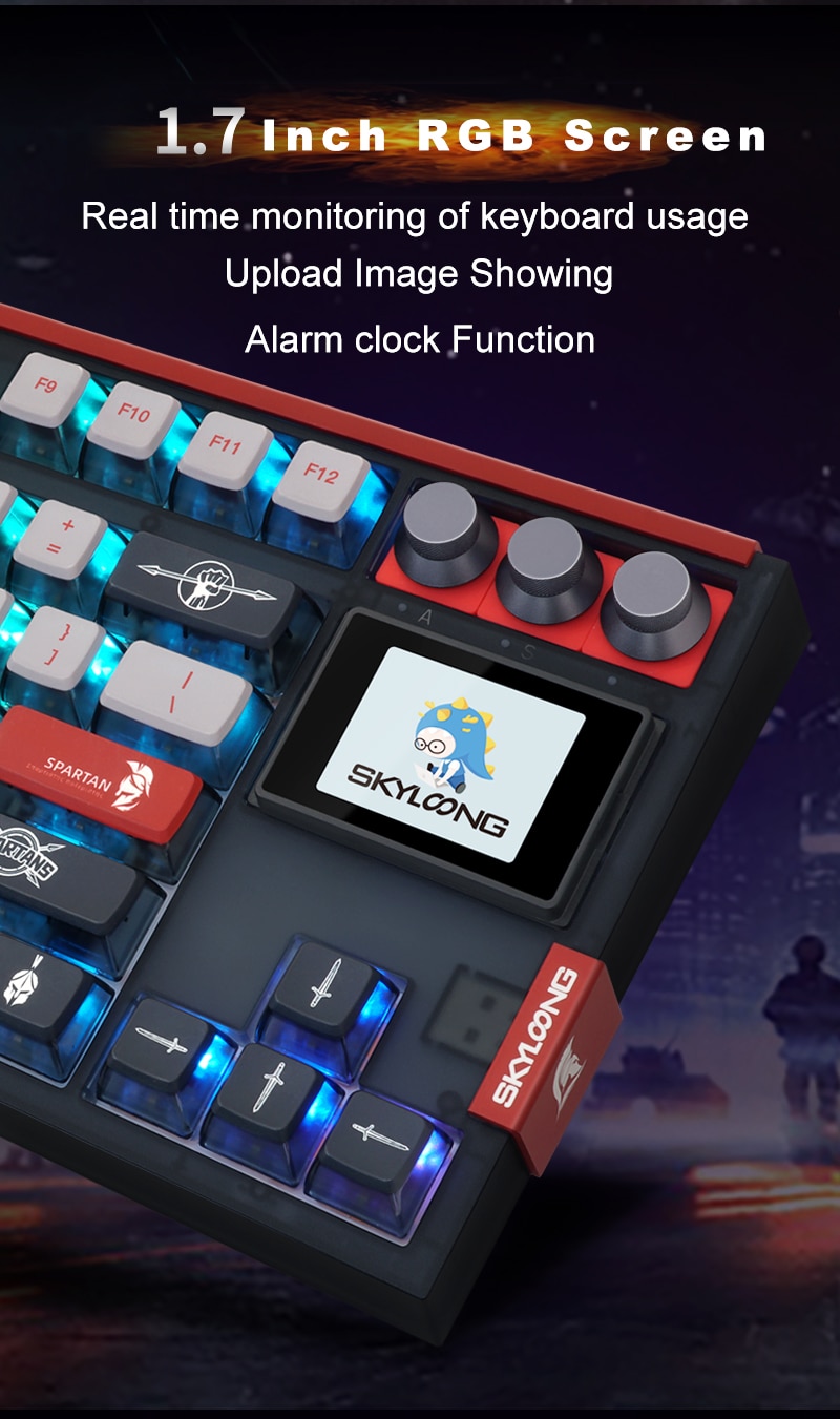 SKYLOONGGK87PROSpartanMechanicalKeyboardTripleModelGateron30SwitchPBTHotSwapKnobRGBBacklitGasketGame-1998238-6