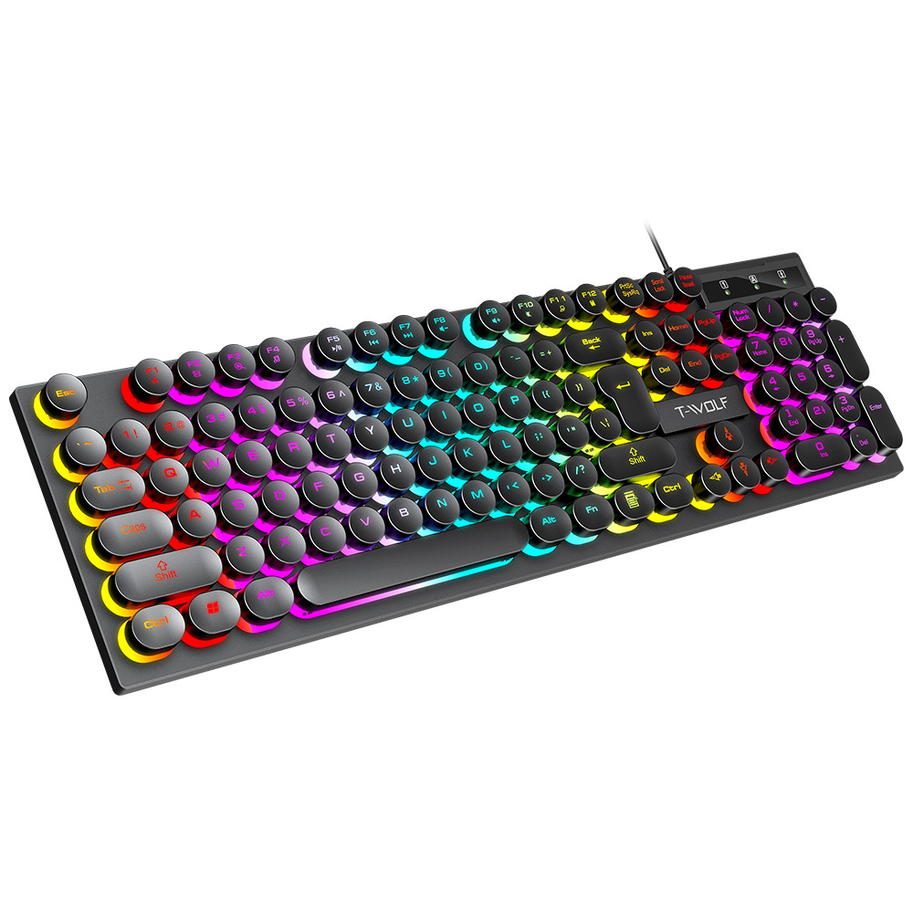 T-WOLFT80USBWiredRoundKeyboard104KeysRainbowRGBBacklightGamingKeyboardMechanicalFeelComputerPunkButt-1977329-17