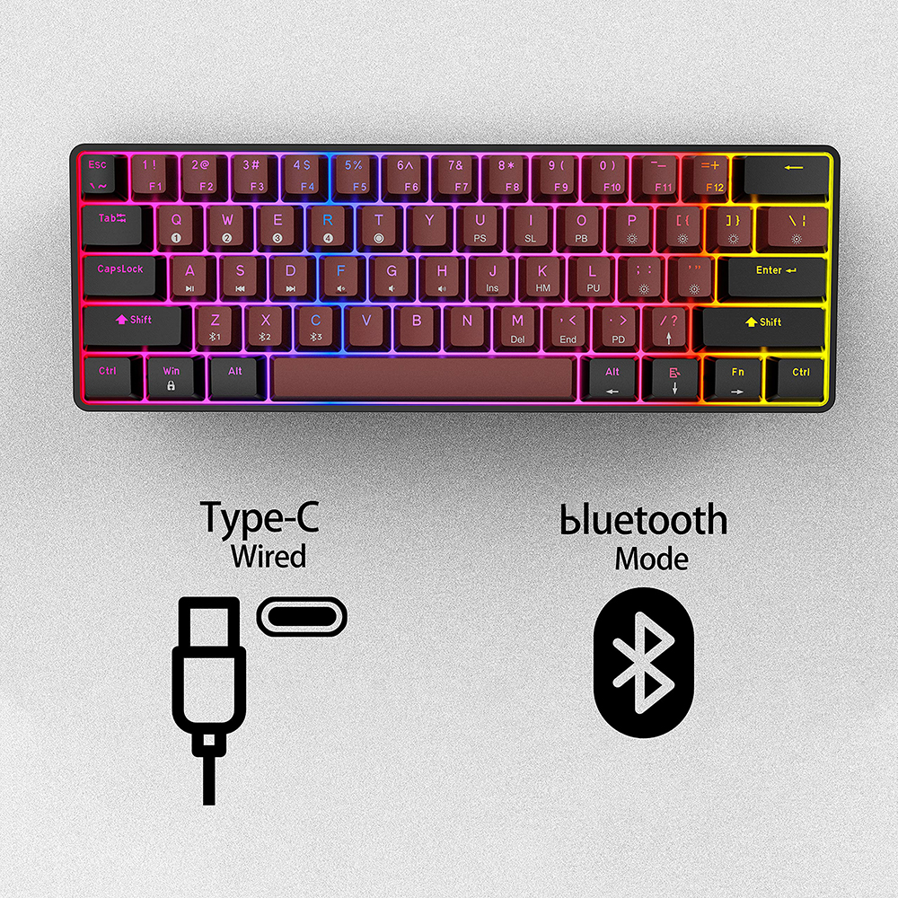 TMKBGK61MechanicalGamingKeyboard61KeysFull-KeyProgrammablePBTTranslucentKeycapsDual-Modebluetooth51T-1937364-4