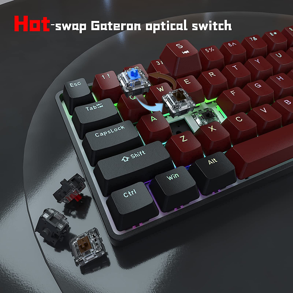 TMKBGK61MechanicalGamingKeyboard61KeysFull-KeyProgrammablePBTTranslucentKeycapsDual-Modebluetooth51T-1937364-6