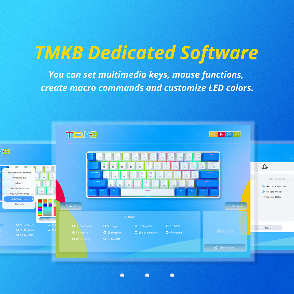 TMKBGK61MechanicalGamingKeyboard61KeysFull-KeyProgrammablePBTTranslucentKeycapsDual-Modebluetooth51T-1937364-9