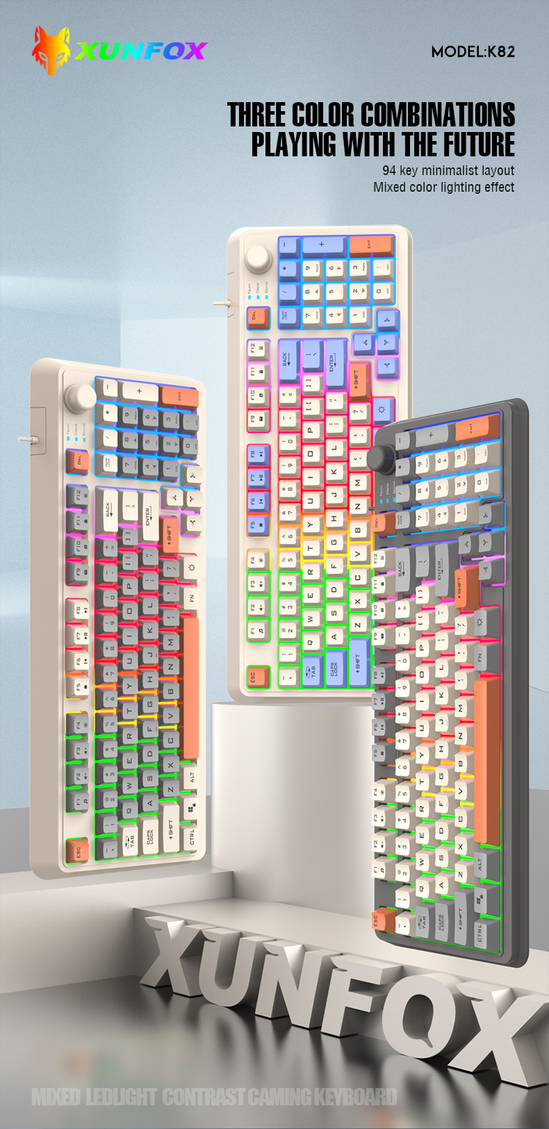 XUNSVFOXK8294KeysWiredGamingKeyboardThreeColor-blockLuminousMechanical-feelStation19-keypunchlessGam-1993858-1