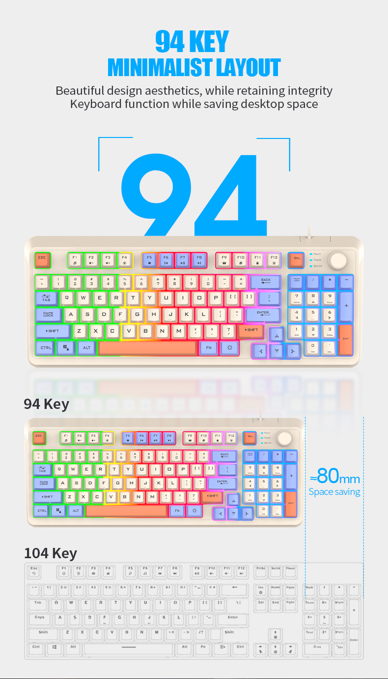 XUNSVFOXK8294KeysWiredGamingKeyboardThreeColor-blockLuminousMechanical-feelStation19-keypunchlessGam-1993858-5