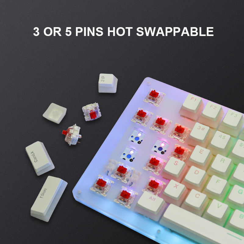 XVXWomierK87Pro87KeysTKLAcrylicMechanicalGamingKeyboardHotSwappablePBTPuddingKeycapGateronRedSwitche-2003258-2