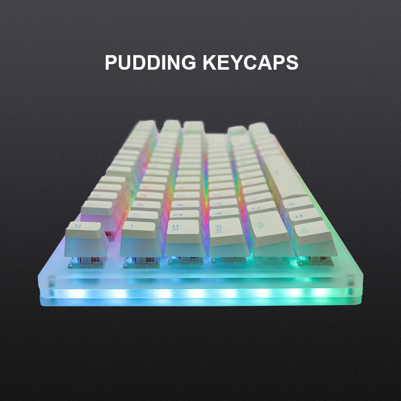 XVXWomierK87Pro87KeysTKLAcrylicMechanicalGamingKeyboardHotSwappablePBTPuddingKeycapGateronRedSwitche-2003258-3
