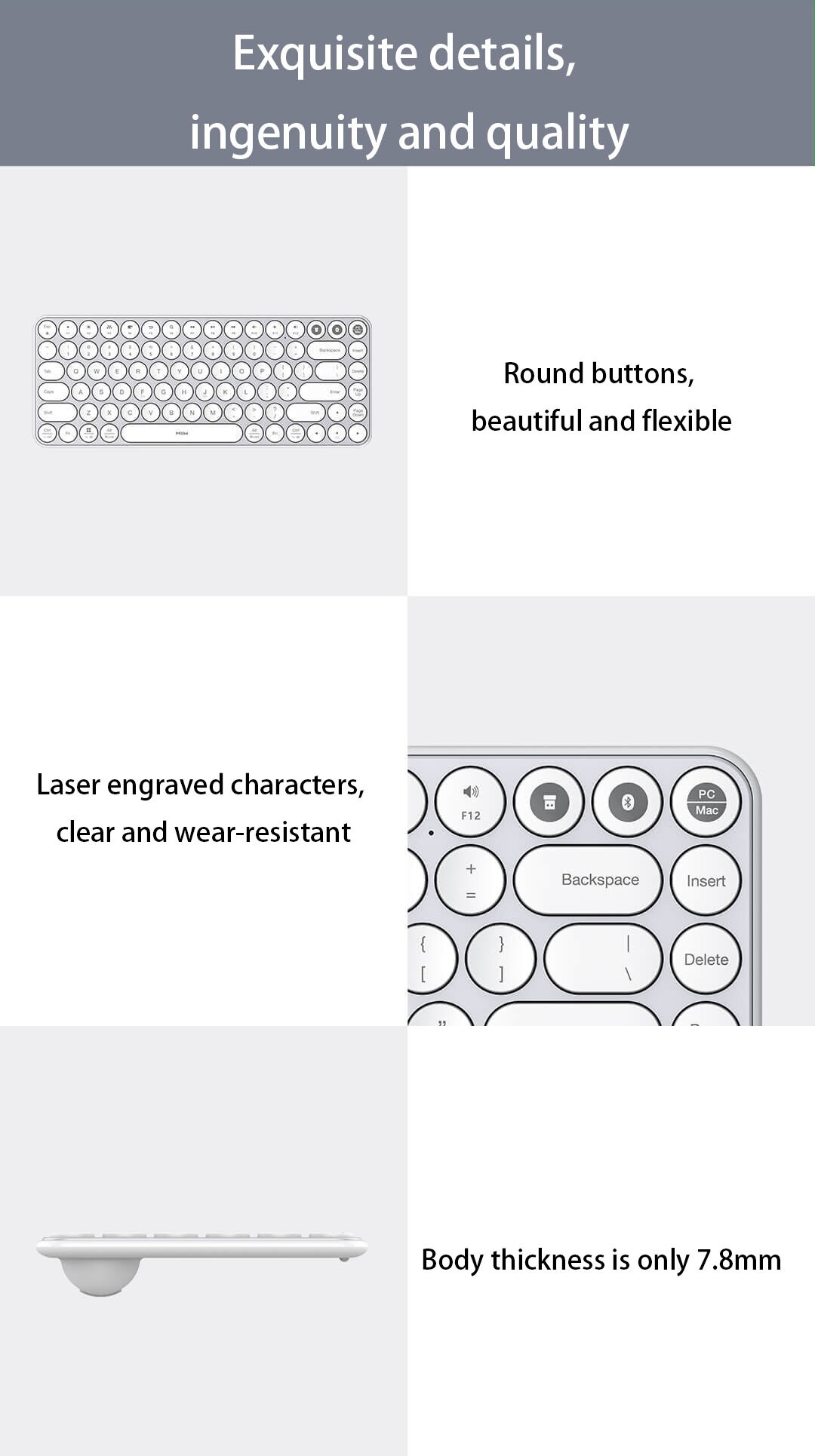XiaomiMIIIW85KeysKeyboardbluetoothUSB24GHzDual-modeWirelessKeyboardMulti-systemSwitchingForComputerL-1987988-7