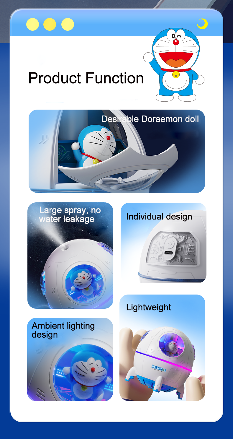 220MLHomeHumidifierCartoonSpaceCapsuleHouseholdUse1200mAhwithMulticolorAmbientLightTypeCRechargeable-2015505-2