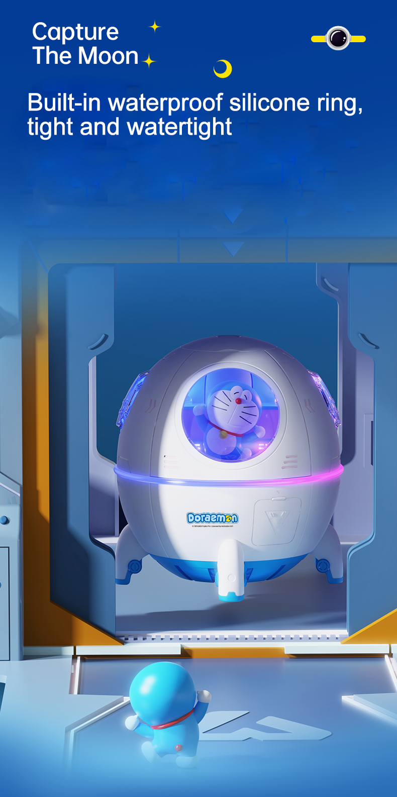 220MLHomeHumidifierCartoonSpaceCapsuleHouseholdUse1200mAhwithMulticolorAmbientLightTypeCRechargeable-2015505-11