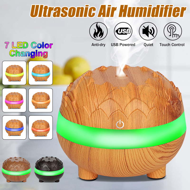 300mlWoodGrainUltrasonicAirHumidifierQuietAirPurifierEssentialOilDiffuserwith7ColorsLEDLights-1664713-2