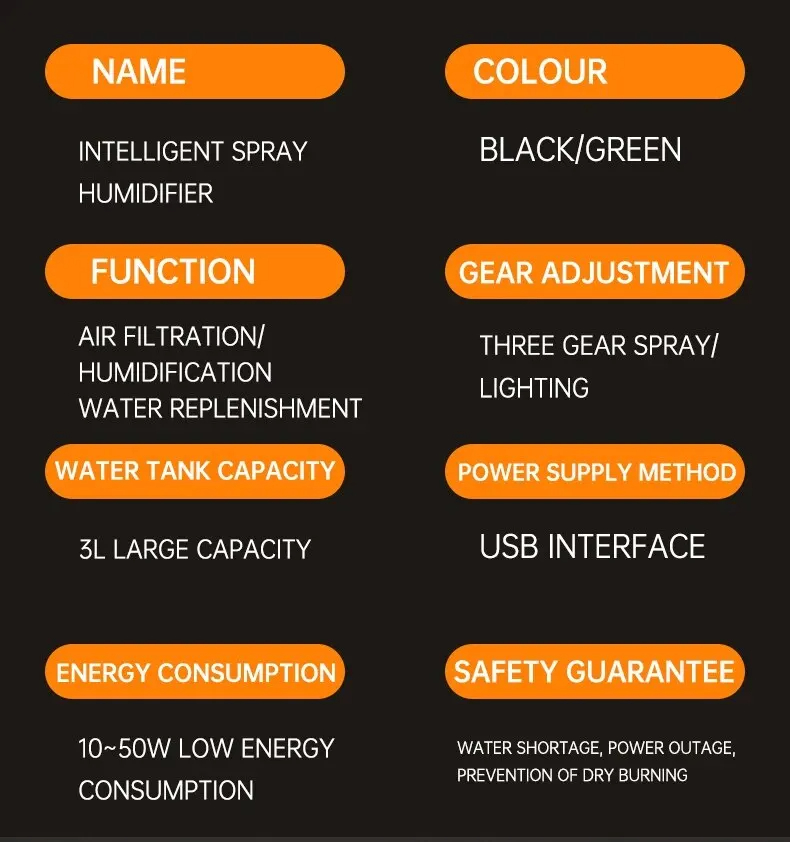 CreativeHumidifierHouseholdAtomizer3LLargeCapacityThreeJetUSBSilentDesktopBedroomDormitoryOfficeNigh-2015477-14