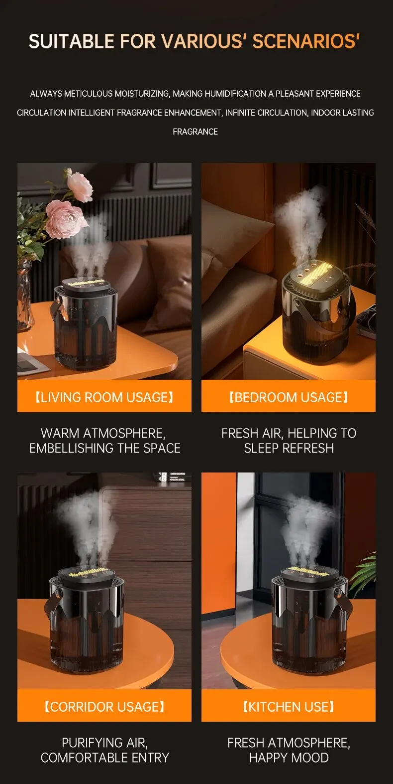 CreativeHumidifierHouseholdAtomizer3LLargeCapacityThreeJetUSBSilentDesktopBedroomDormitoryOfficeNigh-2015477-5