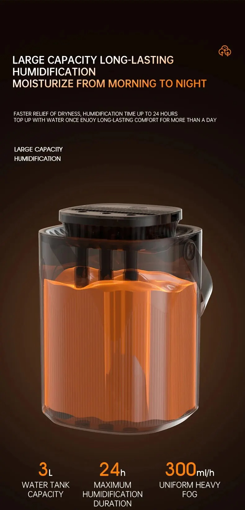 CreativeHumidifierHouseholdAtomizer3LLargeCapacityThreeJetUSBSilentDesktopBedroomDormitoryOfficeNigh-2015477-6
