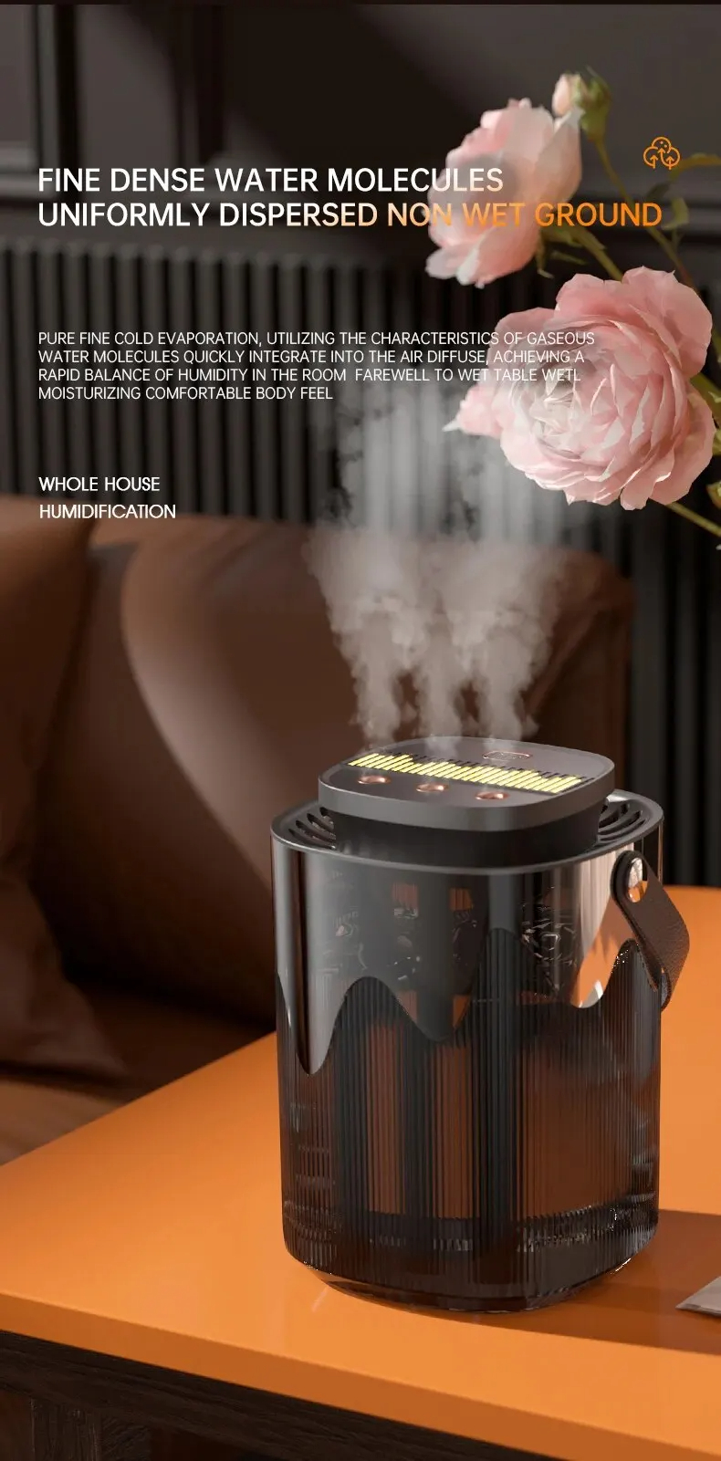 CreativeHumidifierHouseholdAtomizer3LLargeCapacityThreeJetUSBSilentDesktopBedroomDormitoryOfficeNigh-2015477-7