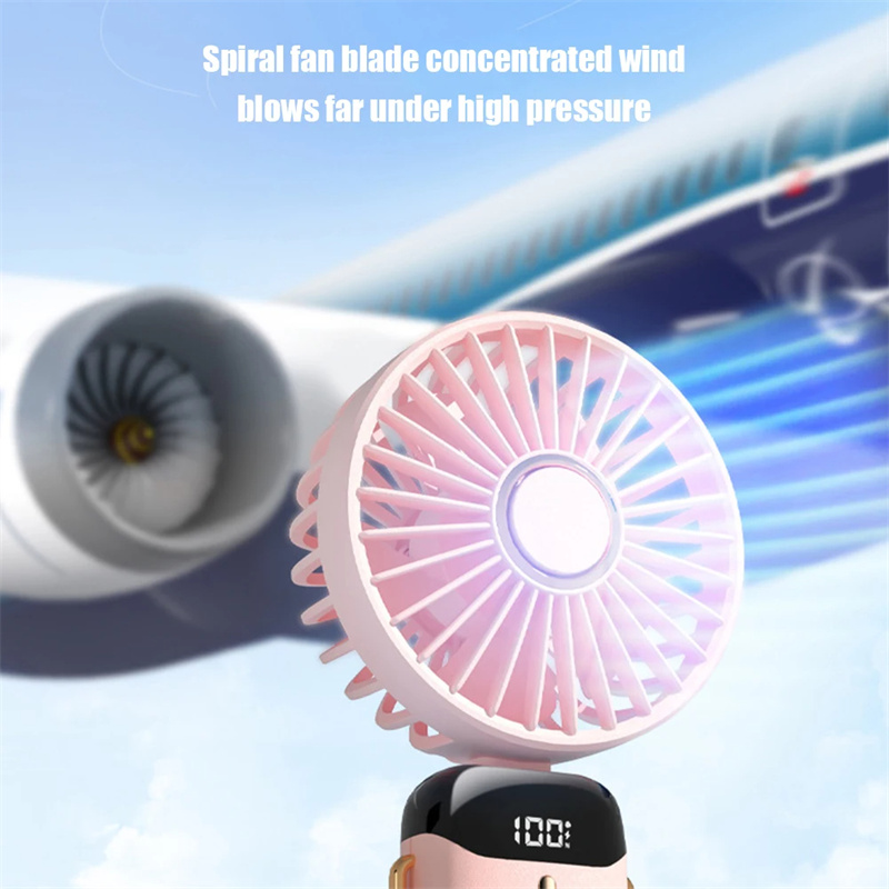 USBHandheldFanFoldablePortableNeckHangingFans5Speed4000mAHRechargeableFanwithPhoneStandandDisplayScr-2009556-2