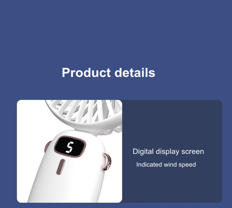 USBHandheldFanFoldablePortableNeckHangingFans5Speed4000mAHRechargeableFanwithPhoneStandandDisplayScr-2009556-9