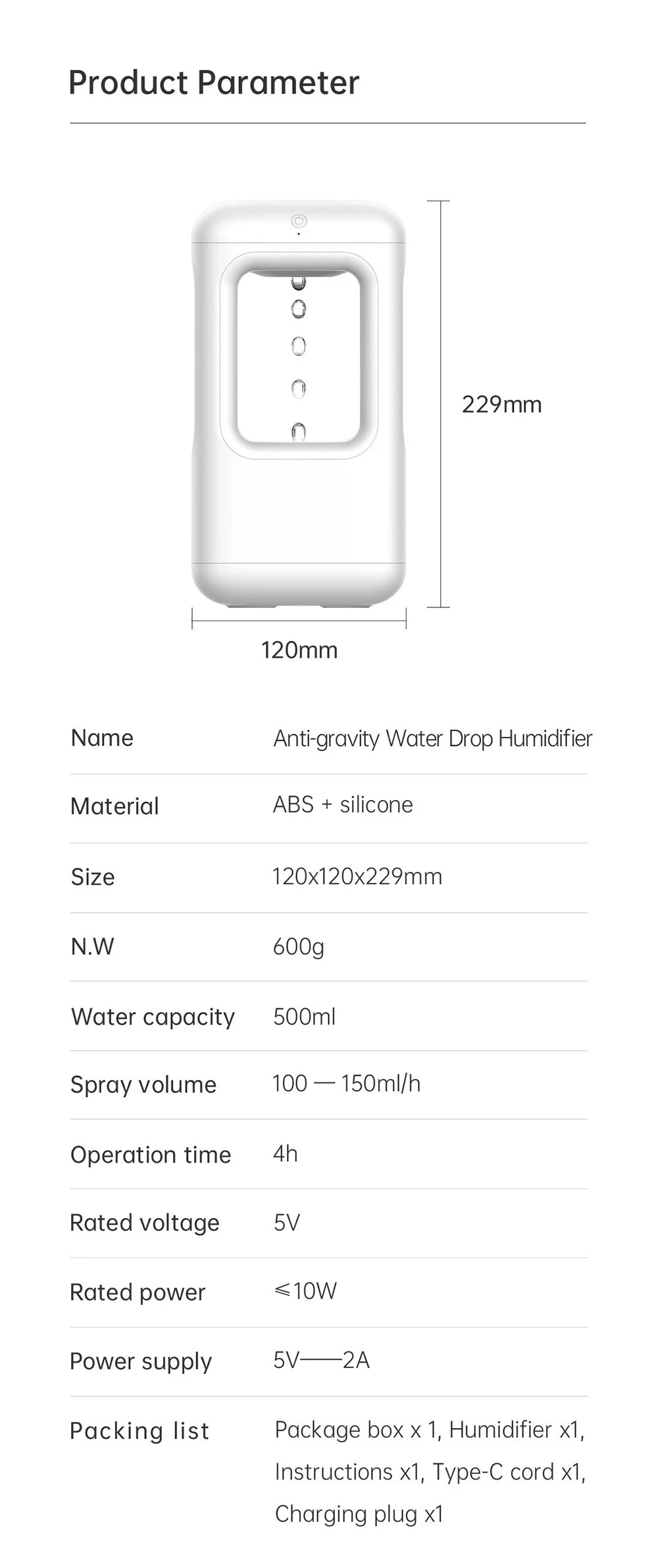 WinbenAntiGravityLevitatingWaterDropHumidifier500mlWaterTankDualHumidificationModeSmartAnti-Drying-1998099-11