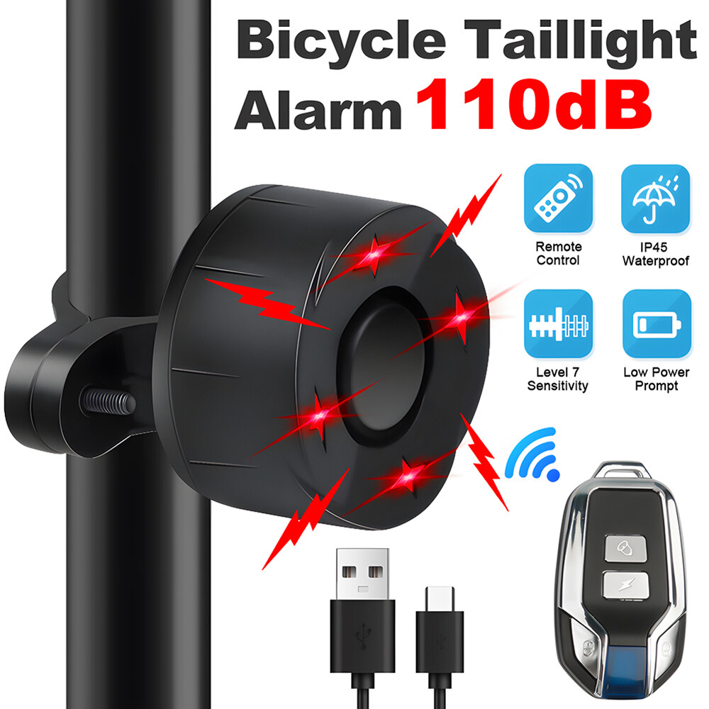 2023BikeAlarmLight700mAhBattery4FlashingModes110dBHighSoundBicycleBellHornAnti-theftElectricWaterpro-1997375-1