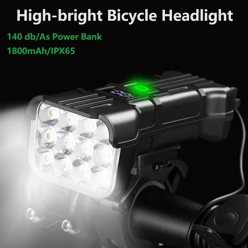 3in1MultifunctionalBikeHeadlights12LEDBeads500LmBrightness140dBBellAlarm1800mAhBatteryDisplayPowerBa-2003660-1