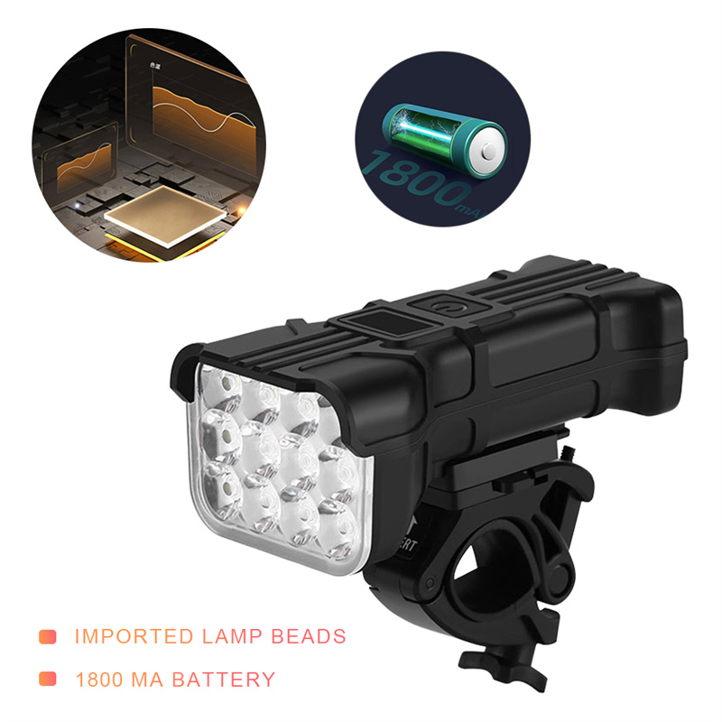 3in1MultifunctionalBikeHeadlights12LEDBeads500LmBrightness140dBBellAlarm1800mAhBatteryDisplayPowerBa-2003660-6