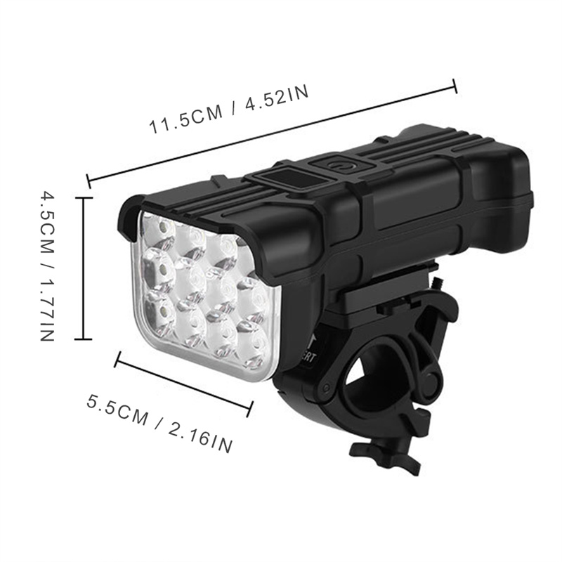 3in1MultifunctionalBikeHeadlights12LEDBeads500LmBrightness140dBBellAlarm1800mAhBatteryDisplayPowerBa-2003660-9