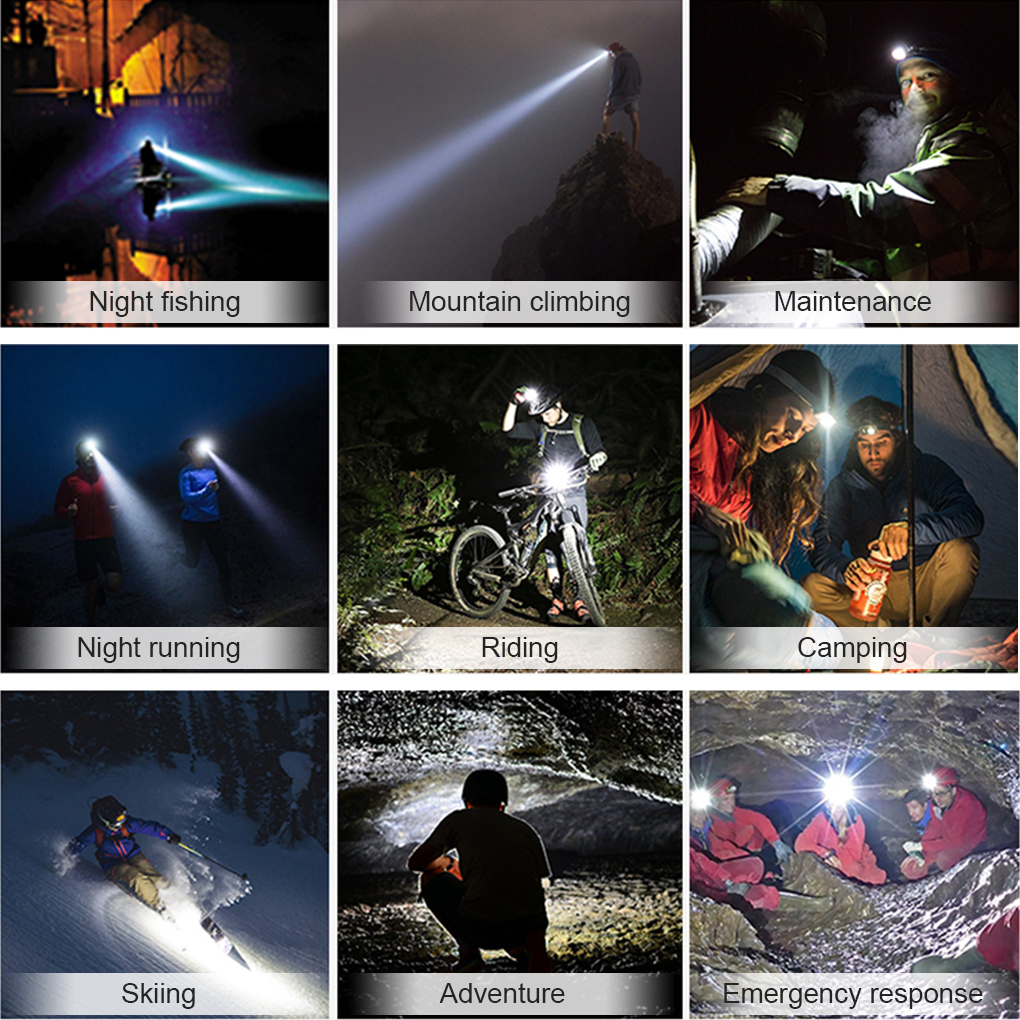 BIKIGHT1200mAh42LEDHeadlampWhiteLightRedLightHeadIightCOBLargeFloodlightForeheadRunningLightRepairin-1977740-9