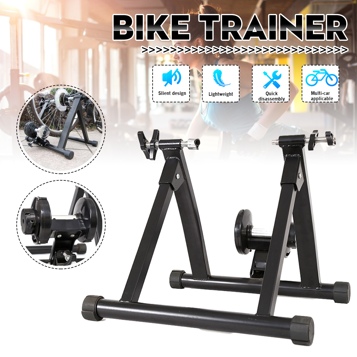 BIKIGHT150KGLoadCapacityIndoorCyclingBikeTrainerRollerMTBRoadBicycleCyclingHomeGymFitnessWorkoutTool-1813080-1