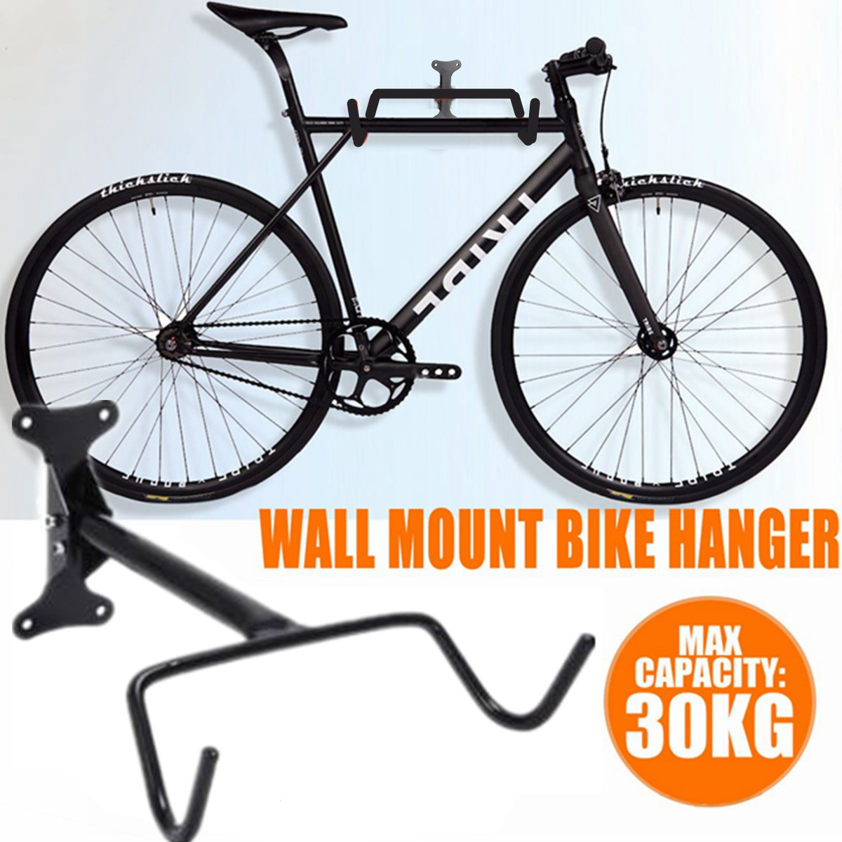 BIKIGHT30KGLoadCapacityBicycleBikeWallDisplayMountHookHangerGarageStorageHolderMTBRackBlack-1813235-1