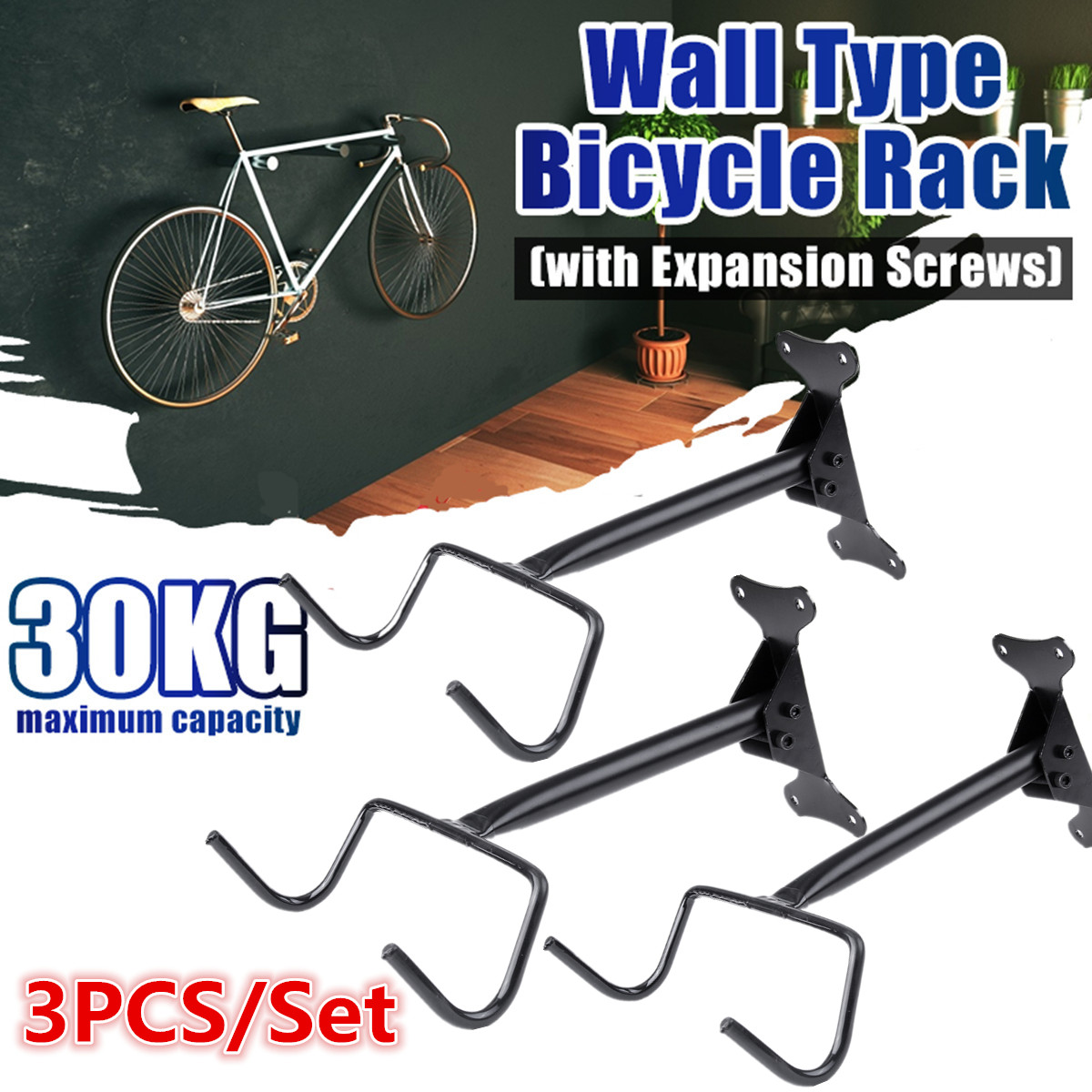 BIKIGHT30KGLoadCapacityBicycleBikeWallDisplayMountHookHangerGarageStorageHolderMTBRackBlack-1813235-2