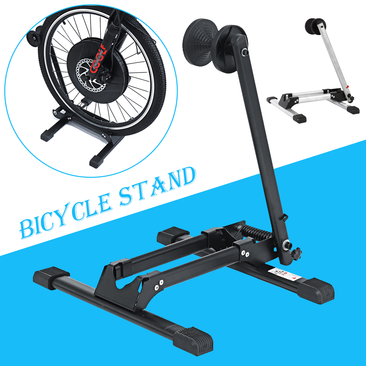 BIKIGHTAluminumAlloyBikeStandL-shapeSingleBiycleStorageBlackFloorRackMTBRoadBikeHolder-1813396-1