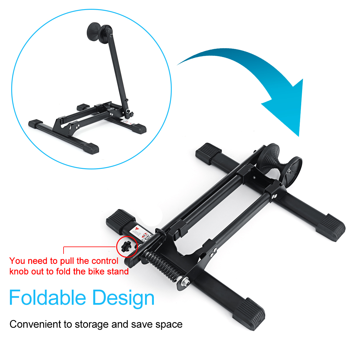 BIKIGHTAluminumAlloyBikeStandL-shapeSingleBiycleStorageBlackFloorRackMTBRoadBikeHolder-1813396-4