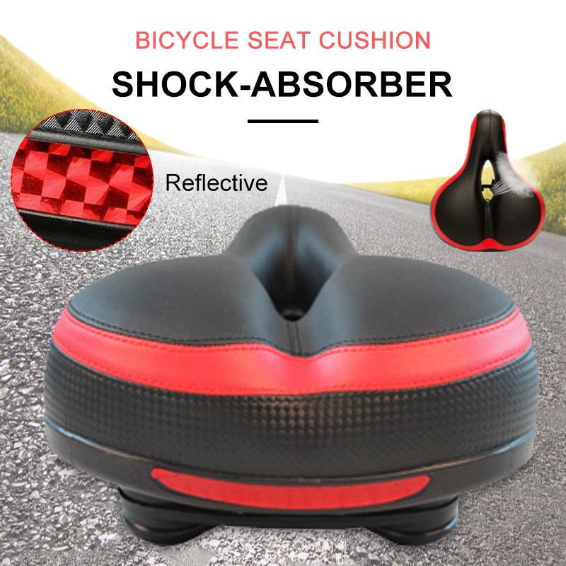 BIKIGHTWideBumCyclingSprungBikeSaddleBicycleSeatGelCushionComfortSoftSaddlesWithReflectiveStripe-1759891-3