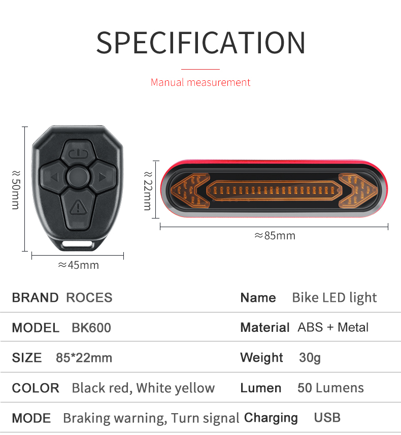 BicycleLightUSBRechargeableTailLightWarningBikeRearLightSmartWirelessRemoteTurnSignalLightLEDBicycle-1979906-9