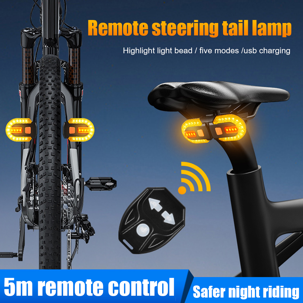 BicycleTurnSignalLightWirelessRemoteControlBikeTaillightUSBRechargeableBicycleFrontRearLightLEDBikeW-1979904-1