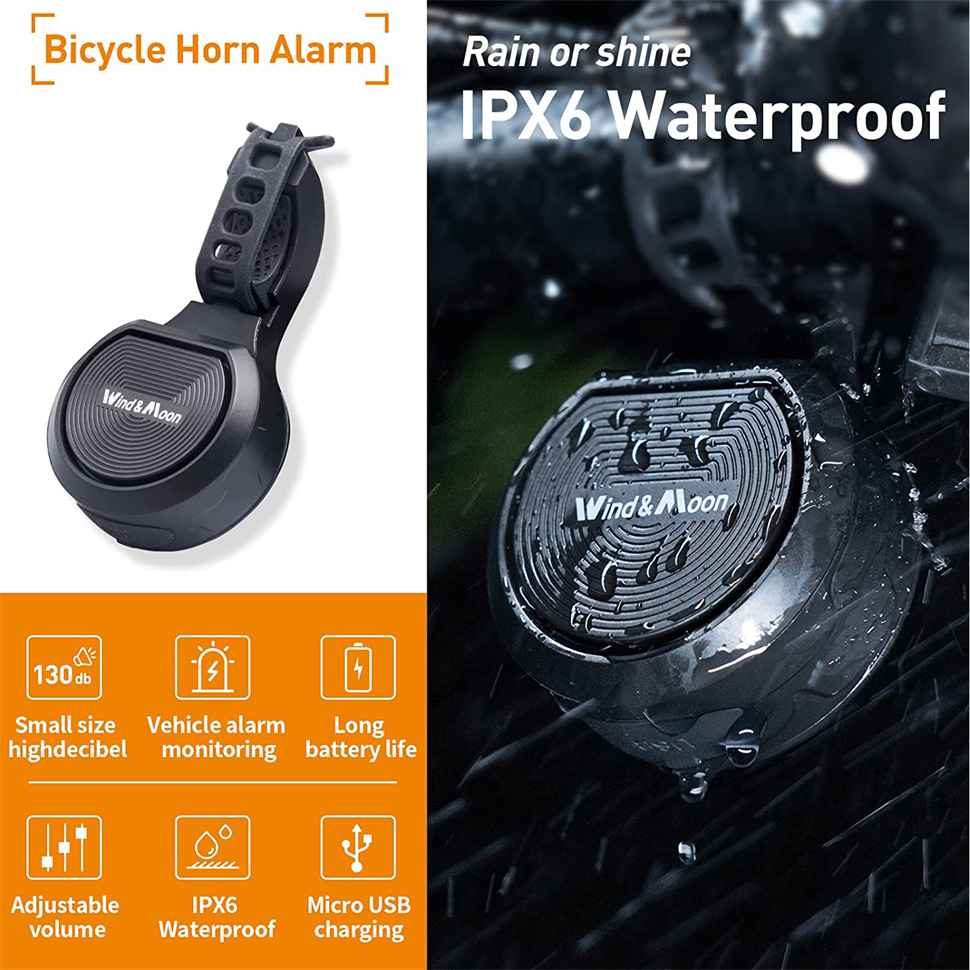 BikeBell130dBHighSoundBicycleHornIPX6WaterproofAnti-theft250mAhUSBChargeableElectricAlarmLoudHornfor-1997354-2