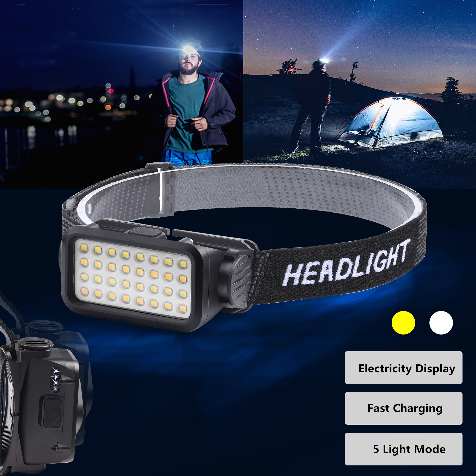 COBLEDHeadlight5ModeType-CRechargeableHeadLampHikingCampingLampOutdoorWorkLight-1980524-1