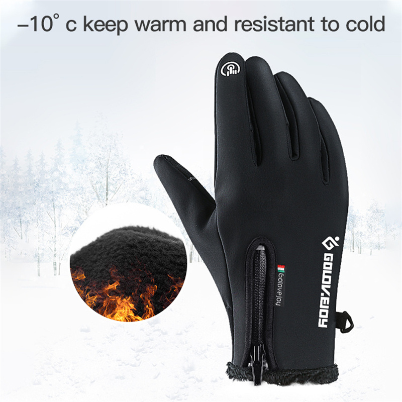 GolovejoyWarmGlovesZipperTouchScreenWindproofPlusVelvetWear-ResistantGlovesforCyclingDrivingRunningH-1998223-2