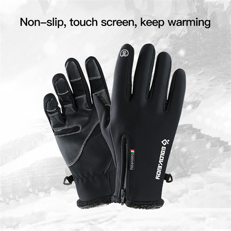 GolovejoyWarmGlovesZipperTouchScreenWindproofPlusVelvetWear-ResistantGlovesforCyclingDrivingRunningH-1998223-7