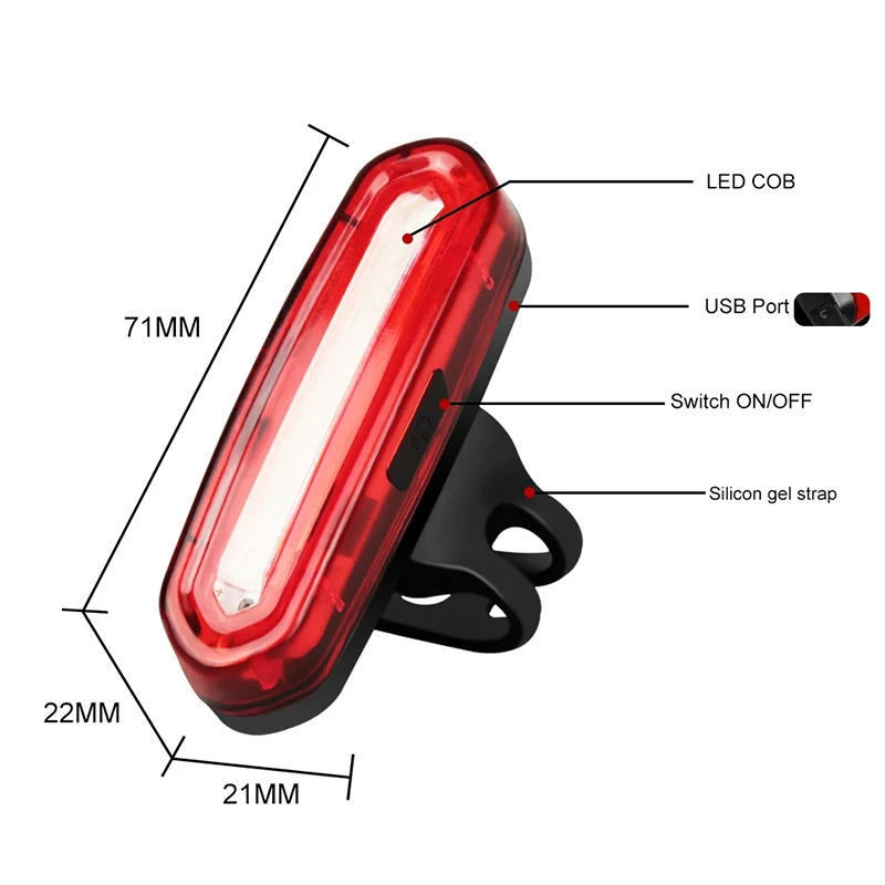 INBIKEBikeTaillight600mAhBattery4LightModesUSB-CRechargeableWaterproofBicycleRearLightforNightCyclin-2009934-6