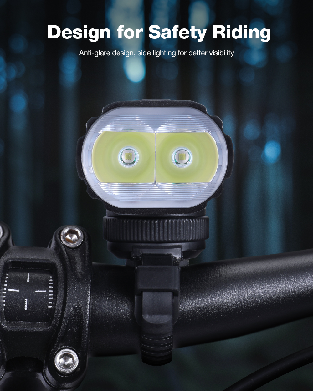 LAOTIEB021800LmBrightnessBikeHeadlight4800mAhBatteryAnti-glareDesignIPX6Waterproof5LightModesType-CF-2013492-2