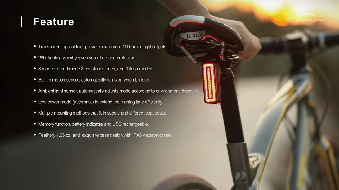 MAGICSHINESEEMEE100BicycleRearLight100LmBrightness2000mLightVisibilityIPX6WaterproofUSBRechargeableA-2008316-3