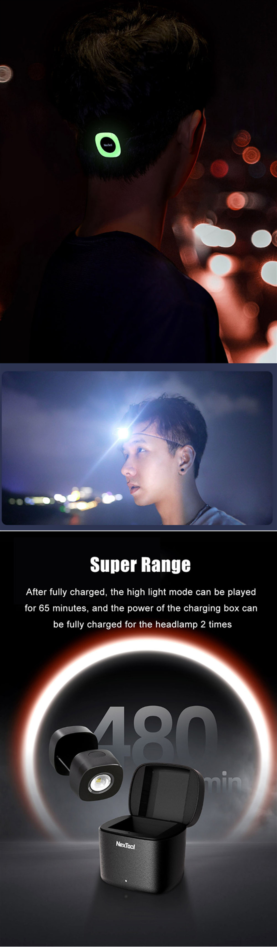 NextoolNightWalkingHeadlampwithPortableChargingCaseUltra-lightLEDLightingIPX4WaterproofOutdoorSports-1998215-5